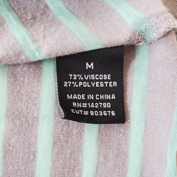 Vertigo striped cardigan grey mint green‎ size M open hi-lo lightweight layers - Picture 7 of 8